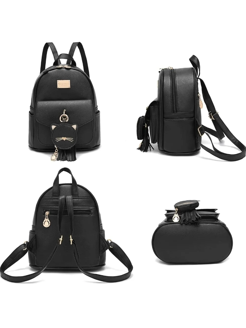 Black Cat Charm Mini Backpack - Women Bags